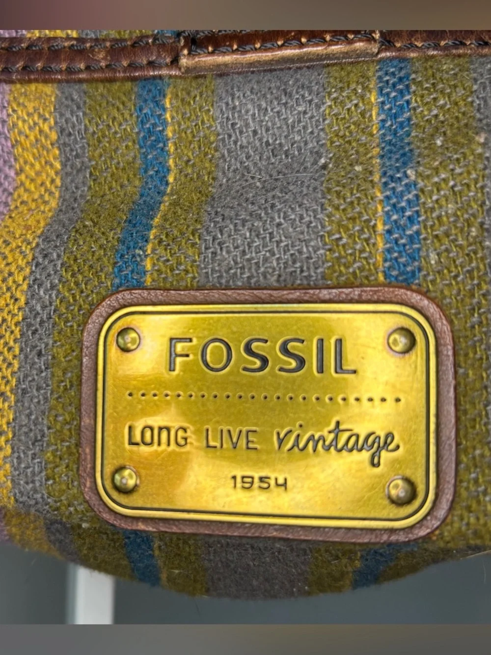 Fossil Striped Multicolor Crossbody Bag with Leather Trim - Picture 2 of 12